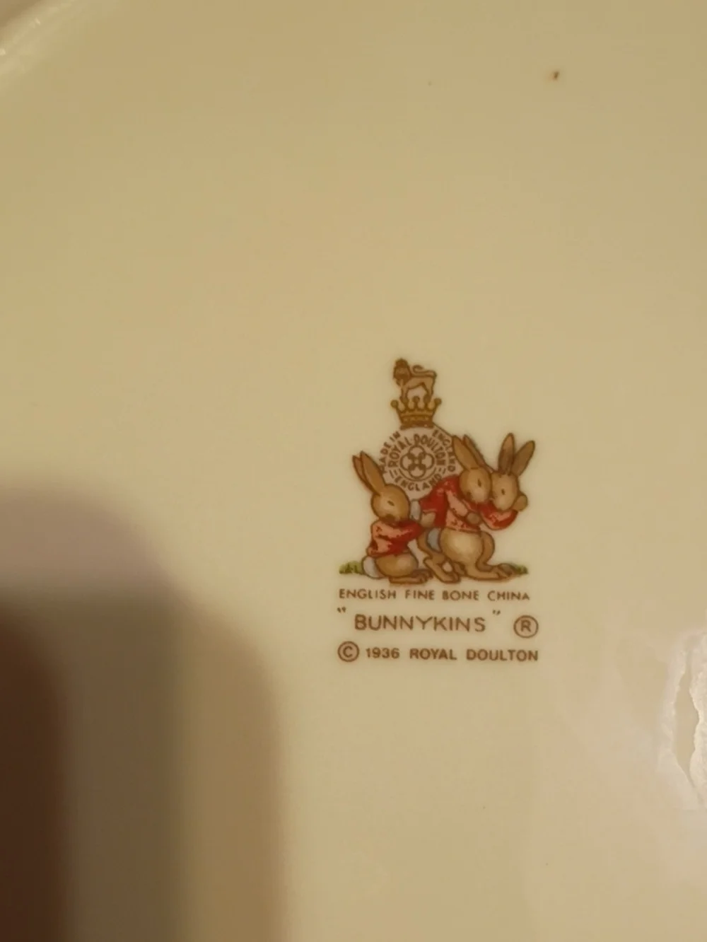 2 Royal Doulton Cream and Brown Bunny Family Children's Plates